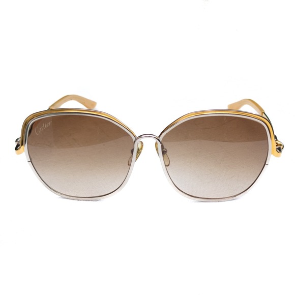 Vintage Cartier Trinity de‎ Cartier CT0089S Cat Eye Sunglasses Gold Silver Brown - Picture 6 of 14